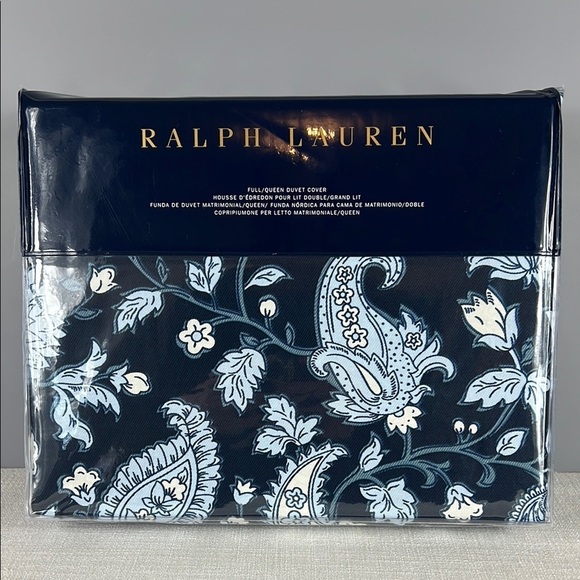 Ralph Lauren Delphone Paisley Duvet Cover Full Queen Navy Blue 100% Cotton NEW - Picture 1 of 8